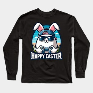 "Video Game Bunny Eggs Happy Easter Day" Graphic Tee Long Sleeve T-Shirt